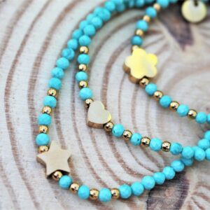 Bracelets fins pierre naturelle Turquoise bleu 3 mm